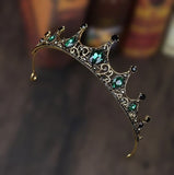 王冠スタイル ヘアアクセサリー 金色 緑色