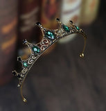 王冠スタイル ヘアアクセサリー 金色 緑色